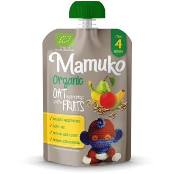 Porridge de ovaz cu fructe bio 4+ luni 100g Mamuko