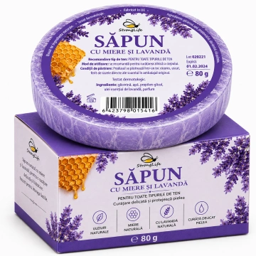 Sapun natural cu miere si lavanda - 80g by Dr. Ing. Cornelia Dostetan Abalaru apicultor