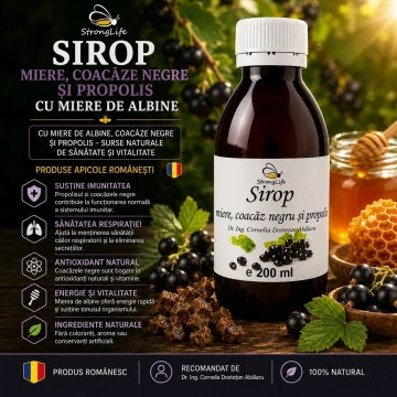 Sirop de coacaze negre si propolis cu miere de albine - 200ml by Dr. Ing. Cornelia Dostetan Abalaru apicultor - Img 2