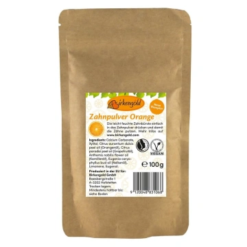 Pasta de dinti pudra cu portocale 100g - refill Birkengold