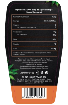 Sirop de Agave Dark Ecologic/BIO 250ml/345g - Img 2
