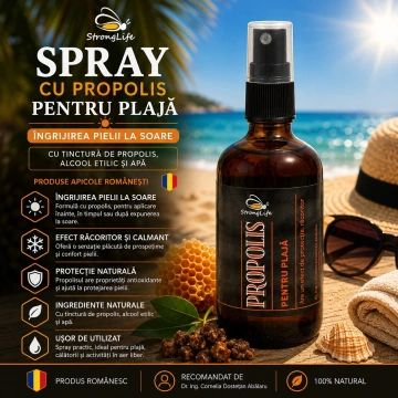 Spray cu propolis pentru plaja - 100ml by Dr. Ing. Cornelia Dostetan Abalaru apicultor - Img 2
