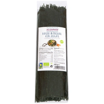 Spaghetti integrale din grau dur cu alge bio 250g Algamar