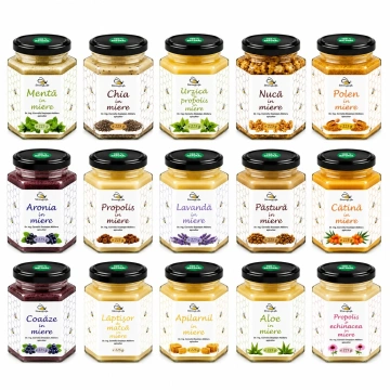 Pachet specialități cu miere – 15 sortimente naturale StrongLife, 15 × 225 g
