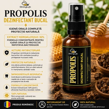 Propolis dezinfectant bucal fara alcool - 50ml by Dr. Ing. Cornelia Dostetan Abalaru apicultor - Img 3