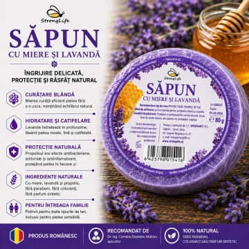 Sapun natural cu miere si lavanda - 80g by Dr. Ing. Cornelia Dostetan Abalaru apicultor - Img 2