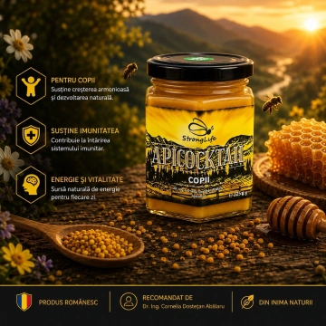ApiCocktail® Copii - 225g cocktail apicol pentru imunitate din miere, polen, propolis, laptisor de matca by Dr. Ing. Cornelia Dostetan Abalaru apicultor - Img 4