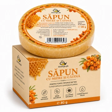 Sapun natural cu miere si catina - 80g by Dr. Ing. Cornelia Dostetan Abalaru apicultor