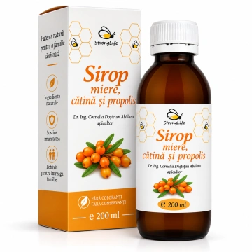 Sirop de catina si propolis cu miere de albine - 200ml by Dr. Ing. Cornelia Dostetan Abalaru apicultor