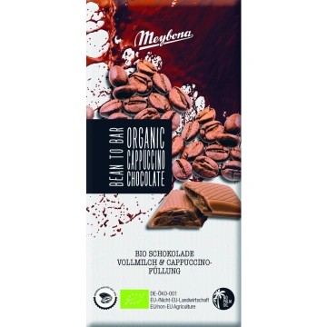 Ciocolata cu lapte si crema de cappuccino, bio, 100g, Meybona