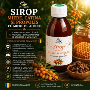 Sirop de catina si propolis cu miere de albine - 200ml by Dr. Ing. Cornelia Dostetan Abalaru apicultor - Img 3