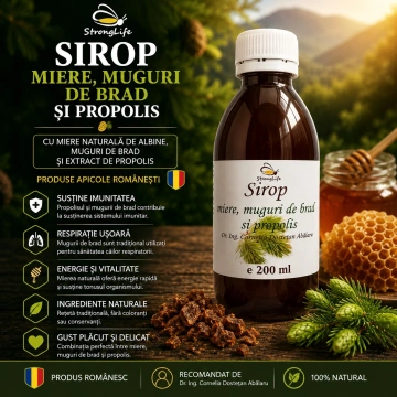 Sirop din muguri de brad si propolis cu miere de albine - 200ml by Dr. Ing. Cornelia Dostetan Abalaru apicultor - Img 3