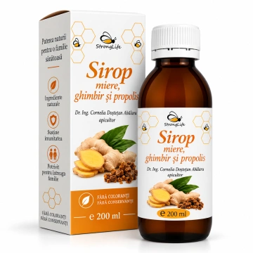 Sirop de ghimbir si propolis cu miere de albine - 200ml by Dr. Ing. Cornelia Dostetan Abalaru apicultor