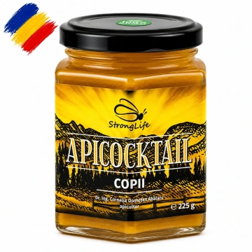 ApiCocktail® Copii - 225g cocktail apicol pentru imunitate din miere, polen, propolis, laptisor de matca by Dr. Ing. Cornelia Dostetan Abalaru apicultor