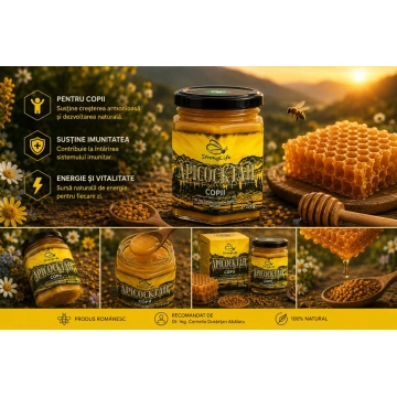 ApiCocktail® Copii - 225g cocktail apicol pentru imunitate din miere, polen, propolis, laptisor de matca by Dr. Ing. Cornelia Dostetan Abalaru apicultor - Img 5