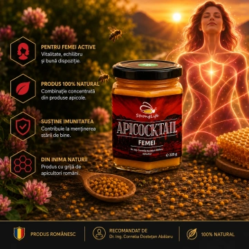 ApiCocktail® Femei - 225g cocktail apicol pentru imunitate din miere, polen, propolis, laptisor de matca by Dr. Ing. Cornelia Dostetan Abalaru apicultor - Img 2