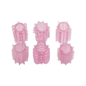 Set manșoane TOYZ4LOVERS Pleasure, pentru stimulare intensă și îngroșare, cu 6 tipuri de striații, roz transparent - Img 2