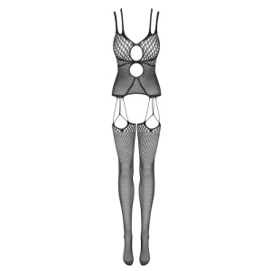 Bodystocking Plasa Negru, Design Geometric, Seducție Structurată - Img 4