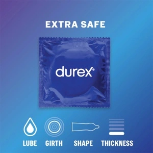 Prezervative clasice Durex Classic Extra Safe, lubrifiate si rezistente, 56 mm - Img 2