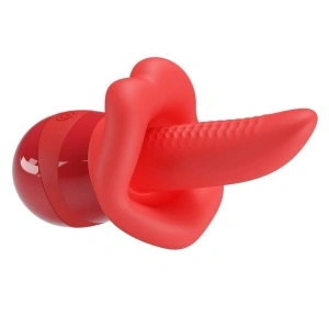 Stimulator Obelia, 10 Moduri Vibratii, 10 Moduri Rotatii, TPE Moale, USB, Rosu, 13.8 cm