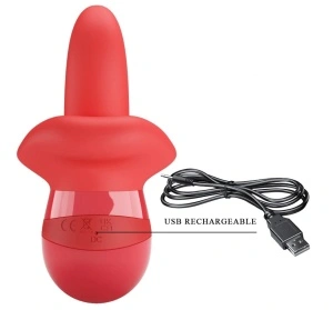 Stimulator Obelia, 10 Moduri Vibratii, 10 Moduri Rotatii, TPE Moale, USB, Rosu, 13.8 cm - Img 5