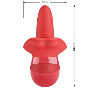 Stimulator Obelia, 10 Moduri Vibratii, 10 Moduri Rotatii, TPE Moale, USB, Rosu, 13.8 cm - Img 2