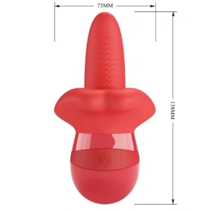 Stimulator Obelia, 10 Moduri Vibratii, 10 Moduri Rotatii, TPE Moale, USB, Rosu, 13.8 cm - Img 2