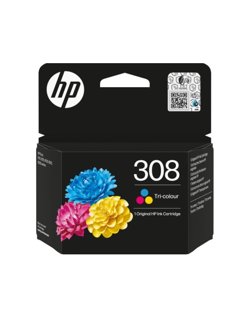 HP 308 Tri-color Original Ink Cartridge. Colour ink type: Dye-based ink, Cartridge capacity: Standard Yield, Supply type: Combo pack, Colour ink page yield: 120 pages, Printing colours: Cyan, Magenta, Yellow, Quantity per pack: 1 pc(s) - Img 1