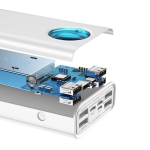 Baterie externa Baseus Ambilight, 30000mAh, PD 3.0 65W, 4 x USB; 1 x USB Type-C, digital display pt. status baterie, total 3A, alb - Img 3