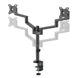 Brat dublu monitor Neomounts DS60-425BL2; pentru display-uri cu diagonale 17"-27", sistem de prindere VESA 75x75~100x100, greutate maxima suportata 8 - per ecrankg, tilt +90°, -30°, swivel +90°, -90°, rotate +360°, distanta fata de perete 128-460mm; - Img 2