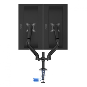 Brat sustinere AD110DX AOC 2 monitoare cu dimensiune maxima 27", fixarede birou, pivot 360gr, raza larga de inclinare, flexibilitate, inaltime230 mm, material aluminiu, culoare negru - Img 6