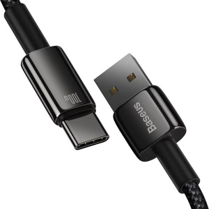Cablu alimentare si date Baseus, Fast Charging Data Cable pt. smartphone, USB la USB Type-C (T), 100W, 480Mbps, aliaj zinc, braided(nylon), 2m, negru - Img 3