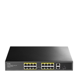 CUDY 16-Port 10/100M PSE RJ-45 +2 Gigabit RJ- 45 +1SFP Port with 16 POE Ports Switch with Built-in power supply, support 16-port IEEE 802.3at PoE+ Injector,Rack-mountable Steel case, 200W Internal