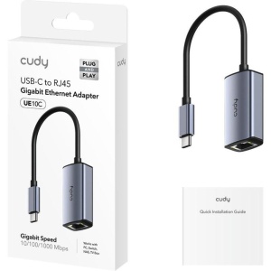 CUDY Aluminum Portable USB-C to Gigabit Ethernet Adapter, Compatible with Laptop, MacBook, Surface, PC with Windows, XP, Mac/Linux and more - Img 1