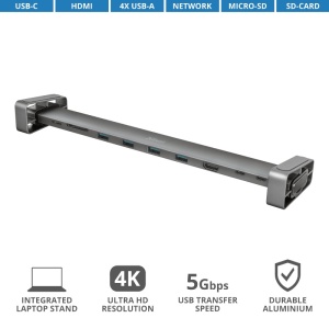 Dock USB Trust Dalyx, 10 porturi USB-C, aluminiu - Img 2