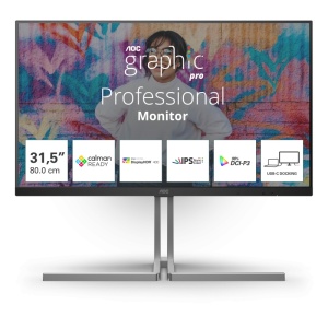 "Monitor AOC 31.5"" U32U3CV, Diagonal (inch): 31.5, Diagonal (cm): 80, Aspect ratio: 16:9, Panel: IPS, Resolution: 3840x2160, Refresh Rate: 60Hz, Response time GtG: 4ms, Brightness (max): 400 cd/m², Contrast (static) : 1000:1, Contrast (dynamic): 50M:1,