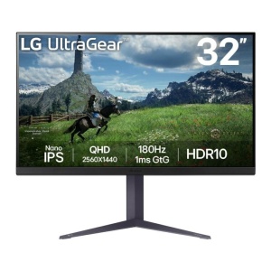 Monitor LG 31.5" 32GS85Q-B.AEU, Diagonal (inch): 31.5, Diagonal (cm): 80, Aspect ratio: 16:9, Panel: IPS, Resolution: 2560x1440, Refresh Rate: 180Hz, Response time GtG: 1ms, Brightness (max): 350 cd/m², Contrast (static) : 1000:1, Viewing angle: