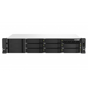 NAS QNAP 873AeU 8-Bay, CPU AMD Ryzen V1000 series V1500B 4C/8T 2.2 GHz, RAM 4GB (1 x 4GB) DDR4 SODIMM (max. 64GB total, optional ECC RAM support), 8 x 2.5"/3.5" SATA 6Gbps, 2x M.2 2280 PCIe Gen3 x1 HDD (neincluse), LAN: 2 x 2.5GbE, optional 10GbE