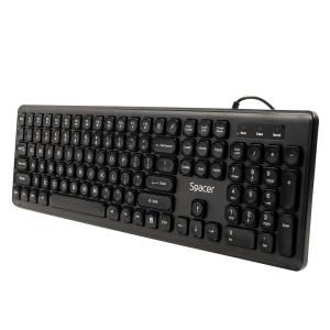 Tastatura Spacer cu fir USB, 104 taste, silentioasa, low profile fingertip keycap design, negru
