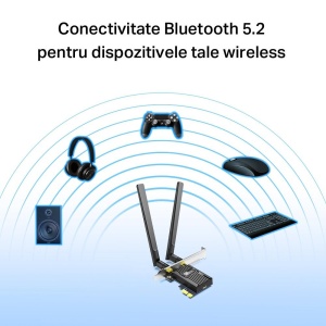 TP-Link Adaptor PCle Wi-Fi 6 AX3000 WI-FI 6 cu Bluetooth 5.2 ARCHER TX55E, 2× Antene Dual-Band High-Gain, Standarde wireless: IEEE 802.11ax/ac/n/a 5 GHz IEEE 802.11ax/n/g/b 2.4 GHz, Bluetooth 5.2/5.0/4.2/4.0, Viteza wireless: 5 GHz-Up to 2402 Mbps, - Img 2