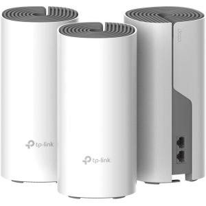 TP-Link Sistem Mesh Wi-Fi pentru întreaga casă AC1200, DECO E4(3-PACK);2 10/100Mbps WAN/LAN Ports, 1 Power Port, SDRAM: 128 MB, Flash:16 MB, 2 internal dual-band antennas per Deco unit, Standarde Wireless:IEEE 802.11 ac/n/a 5 GHz, IEEE 802.11 b/g/n 2.4