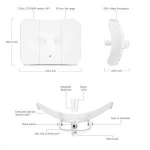 Ubiquiti Unifi U6-Long range WIFI 6 access point, standard WIFI 802.11a/b/g , WiFi 4/WiFi 5/WiFi 6 , interfata: 1x GbE RJ45, Bluetooth, alimentare: 802.3at PoE+, passive PoE (48V), consum maxim 16.5W,4x4 MIMO, 2.4GHZ-600 Mbps, 5GHZ- 2400 Mbps. - Img 2