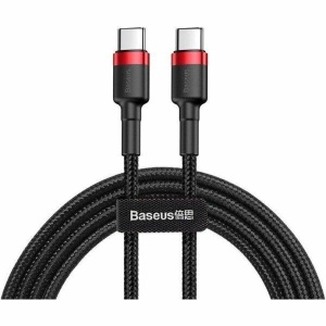 Cablu alimentare si date Baseus Cafule, Fast Charging Data Cable pt. smartphone, USB Type-C la USB Type-C 3A / 60W, 1m, rosu + negru