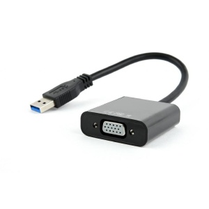 Cablu video GEMBIRD, adaptor USB 3.0 (T) la VGA (M), 15cm, rezolutie maxima Full HD 1920 x 1080 la 60Hz, negru,