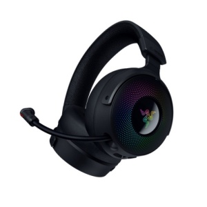 Casti Razer Kraken V4 Pro, wireless, bluetooth, cu fir, frecventa raspuns 20 Hz – 28 kHz, conectivitate wireless: 2.4 GHz Wireless prin OLED Control Hub sau Bluetooth 5.3, cu fir USB-A sau 3.5mm, microfon retractabil Razer™ HyperClear Super Wideband - Img 2