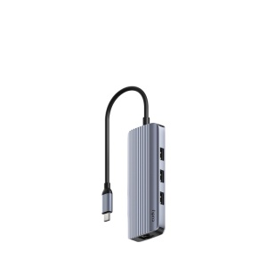 CUDY 6-IN-1 USB Hub, Aluminium housing,1 USB-C 3.0 5Gbps male connecter with 25cm cable, 1x 4K@60Hz HDMI Port, 1 Gigabit Ethernet port, 3 USB-A 3.0 5Gbps Port, 1 USB-C power input Ports(5V/2A max), compatible with MacBook, Mac Pro, Mac mini, iMac,