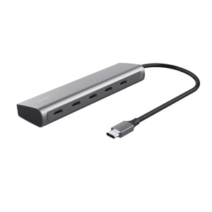 Hub Trust Halyx, 5 porturi USB-C 3.2 gen 1: 1 USB-C 100W PD port / 4 USB-C data ports, USB PD 3.0, gri - Img 2