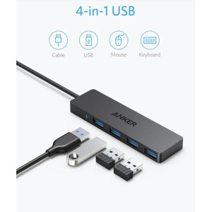 HUB USB Anker 4-in-1, porturi: 4 x USB 3.2 gen 1, conectare prin USB 2.0 (T), rata transfer 5 Gbps, ABS, negru - Img 2