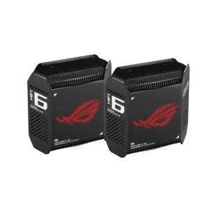 Kit Routere Wireless Asus GT6(B-2-PK)Black, tri-band, WI-FI 6, Standard retea: WiFi 6 (802.11ax), IPv4, IPv6, Backwards compatible with 802.11a/b/g/n/ac Wi-Fi, segment AX10000, , 2.4GHz 574Mbps, 5G-1Hz 4804Mbps, 5G-2 4804Mbps, 9 antene interne, Procesor