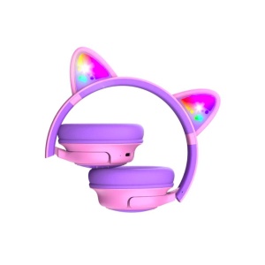 PowerLocus Casti pentru copii, Wireless, Bobo Cat Ears, Purple/Pink - Img 3